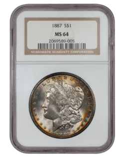 1887 Morgan Silver Dollar NGC MS64 (Toned)