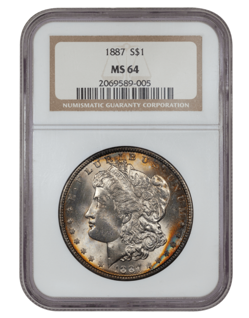 1887 Morgan Silver Dollar NGC MS64 (Toned)