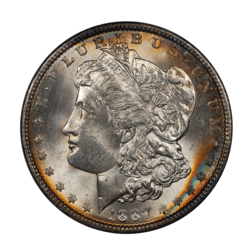 1887 Morgan Silver Dollar NGC MS64 (Toned)