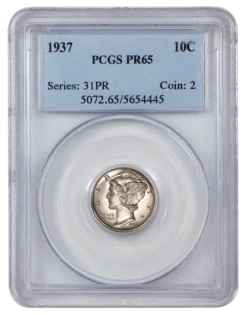 1937 Proof Mercury Dime PCGS PR65
