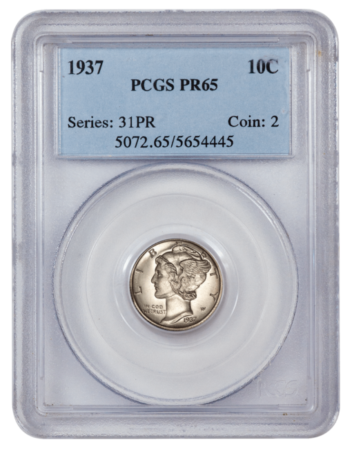 1937 Proof Mercury Dime PCGS PR65