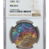 1886 Morgan Silver Dollar NGC MS64★ Toned