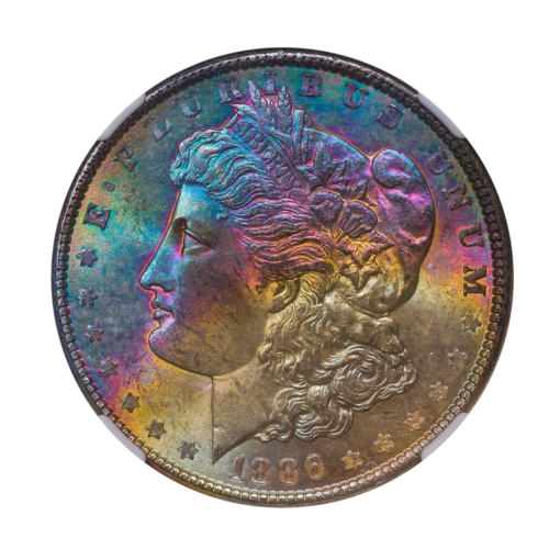 1886 Morgan Silver Dollar NGC MS64★ Toned