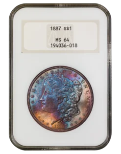 1887 Silver Dollar NGC MS64 (Toned) Old Fatty Holder