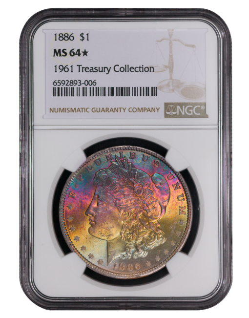 1886 Morgan Silver Dollar NGC MS64★ (Toned)