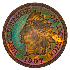 1907 Indian Head Cent NGC PF65BN CAC Toned
