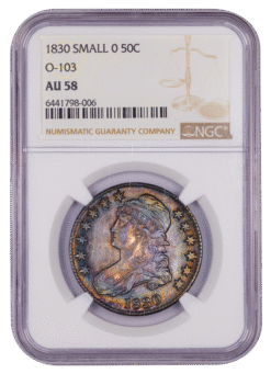 1830 Capped Bust Half NGC AU58 Toned
