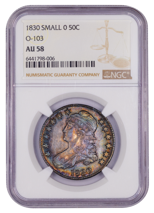 1830 Capped Bust Half NGC AU58 Toned