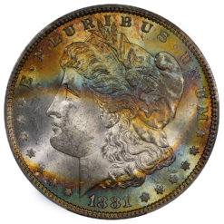 1881 Morgan Silver Dollar CACG MS64 Toned