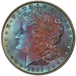 1887 Morgan Silver Dollar PCGS MS63 Dual Sided Toned